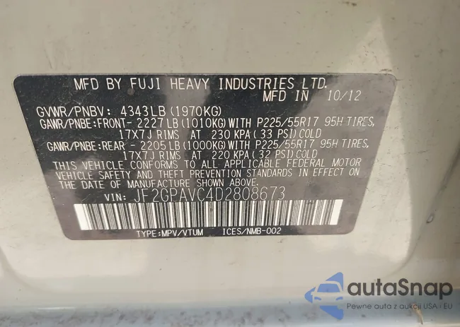 JF2GPAVC4D2808673: 42095280