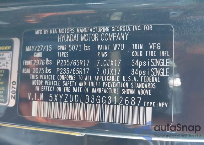 5XYZUDLB3GG312687: 42096854