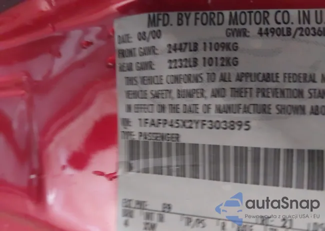 1FAFP45X2YF303895: 42096940