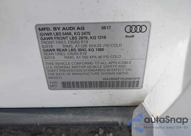 WA1BNAFYXJ2041670: 42097045