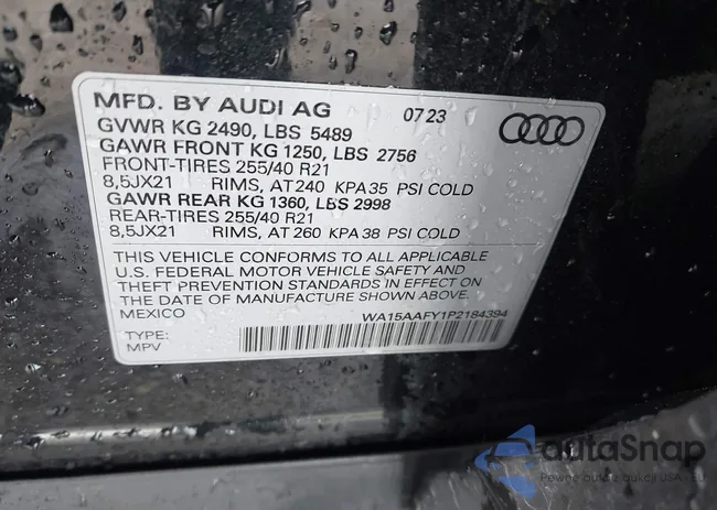 WA15AAFY1P2184394: 42097090