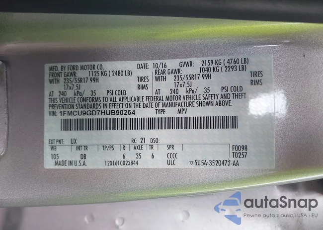 1FMCU9GD7HUB90264: 42097189