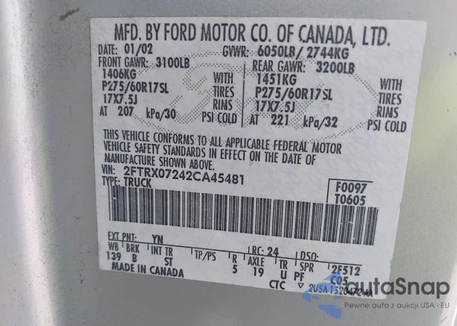 2FTRX07242CA45481: 42097689