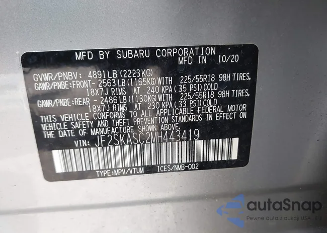 JF2SKASC2MH443419: 42097695