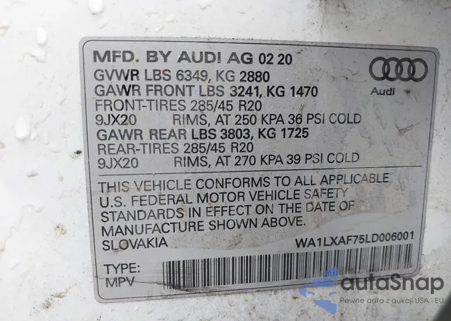 WA1LXAF75LD006001: 42097394