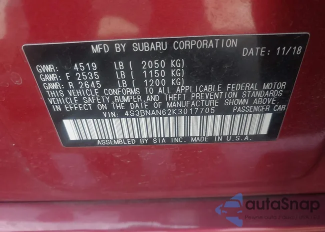 4S3BNAN62K3017705: 42097433