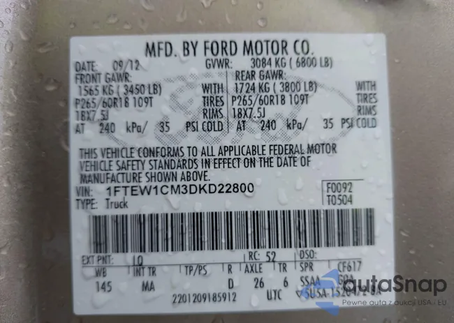 1FTEW1CM3DKD22800: 42097438