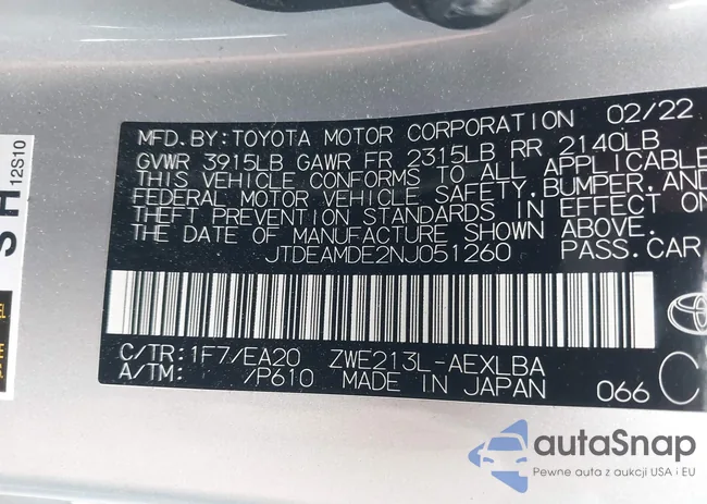 JTDEAMDE2NJ051260: 42097545