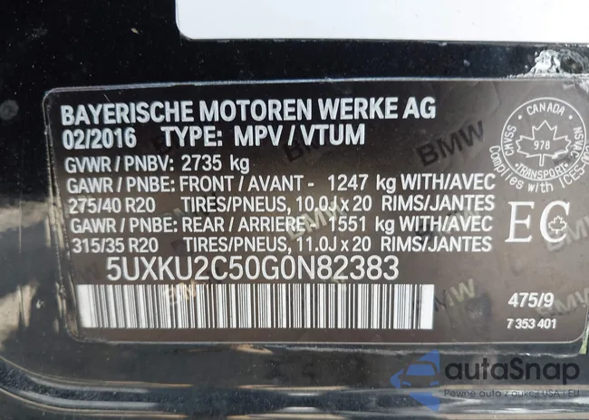 5UXKU2C50G0N82383: 42098990