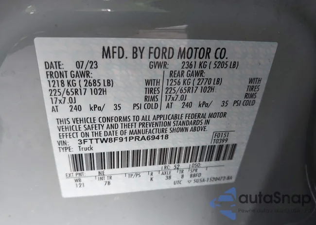 3FTTW8F91PRA69418: 42099123