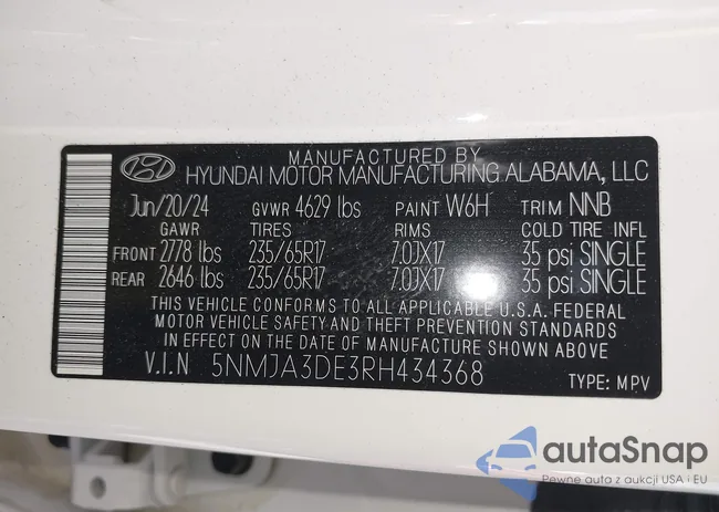 5NMJA3DE3RH434368: 42098603