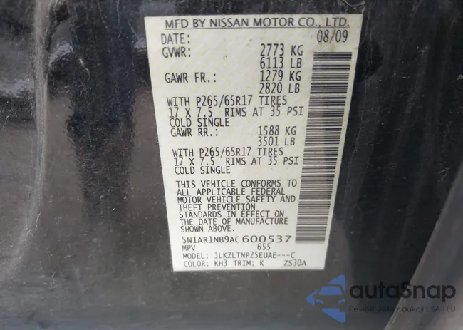 5N1AR1NB9AC600537: 42100076