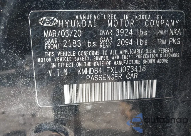 KMHD84LFXLU073418: 42100145