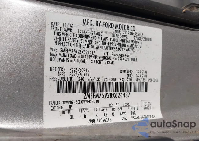 2MEFM75V28X624437: 42101089