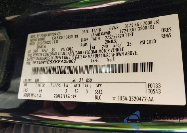 1FTEW1E5XKFA28807: 42101668