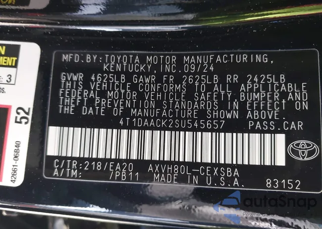 4T1DAACK2SU545657: 42101691