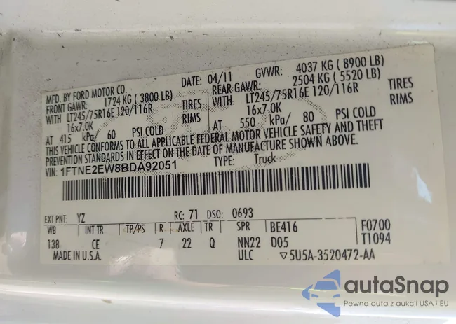 1FTNE2EW8BDA92051: 42101701