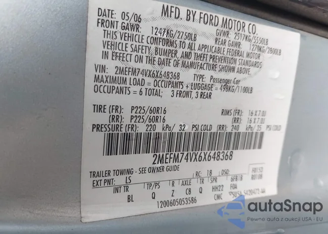 2MEFM74VX6X648368: 42101706