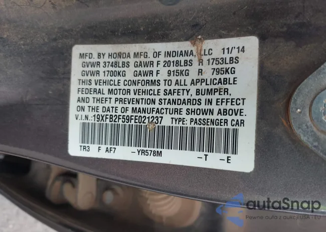 19XFB2F59FE021237: 42101825