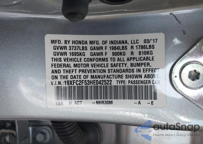 19XFC2F53HE042522: 42101862