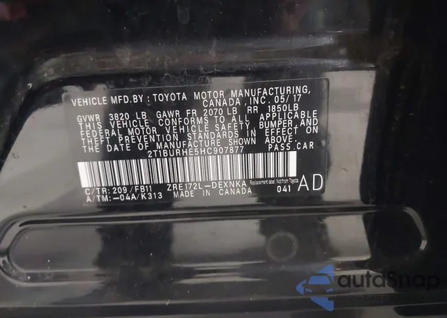 2T1BURHE5HC907877: 42101967