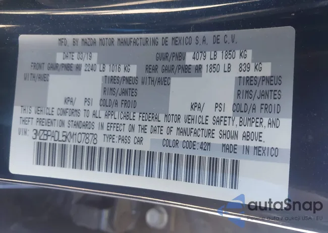 3MZBPADL5KM107878: 42101982