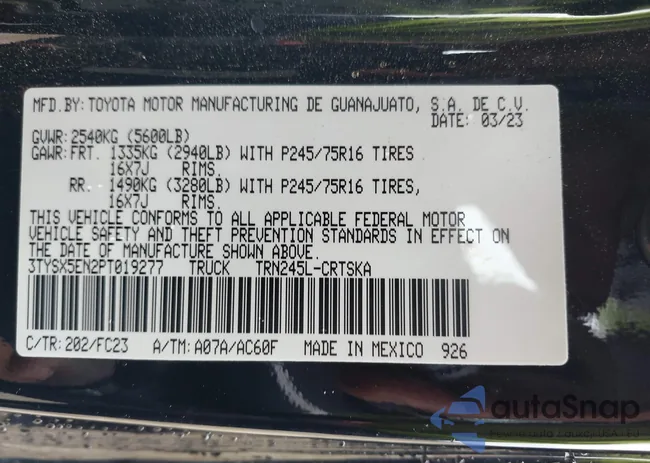 3TYSX5EN2PT019277: 42102092