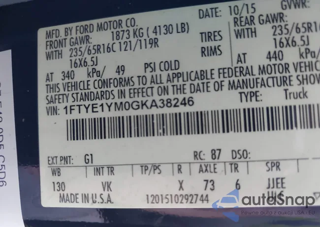 1FTYE1YM0GKA38246: 42102624