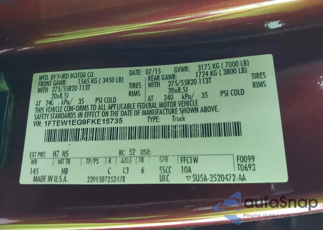 1FTEW1EG9FKE15735: 42102887