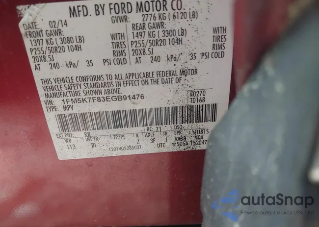 1FM5K7F83EGB91476: 42103001