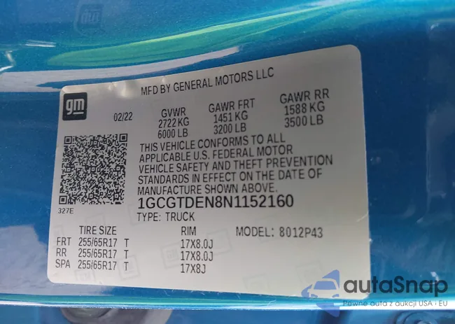 1GCGTDEN8N1152160: 42103617