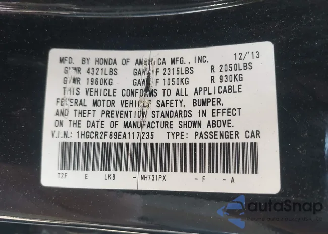 1HGCR2F89EA117235: 42103679