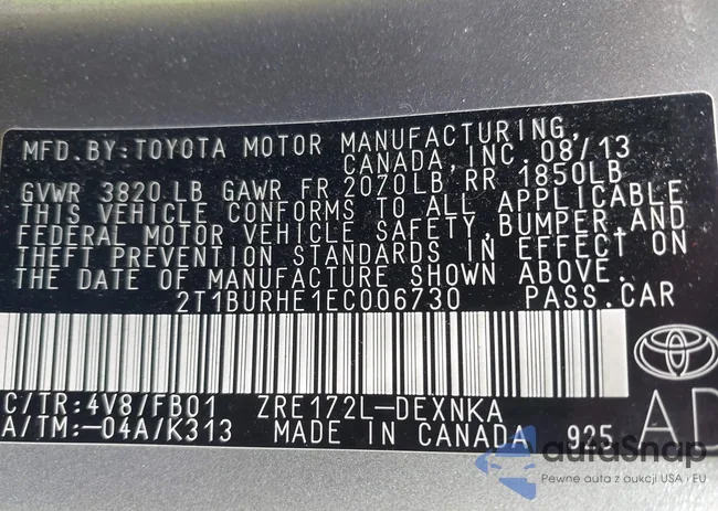 2T1BURHE1EC006730: 42103740