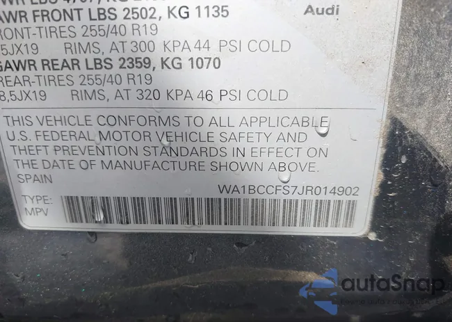 WA1BCCFS7JR014902: 42105006