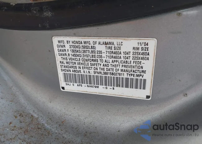 5FNRL38815B027811: 42105642