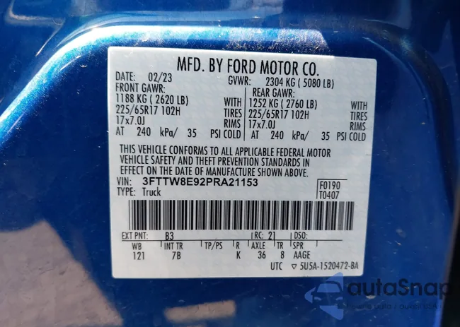 3FTTW8E92PRA21153: 42105718