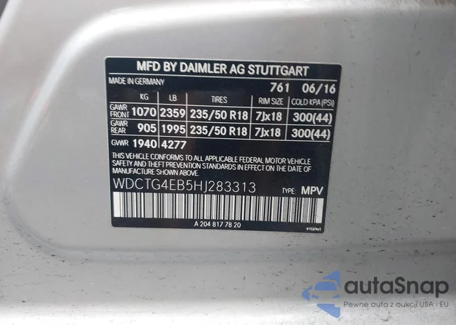 WDCTG4EB5HJ283313: 42105747