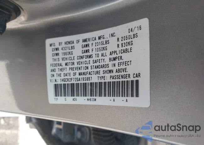 1HGCR2F72GA195897: 42105752