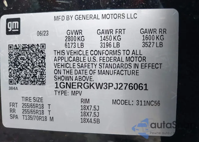 1GNERGKW3PJ276061: 42106034