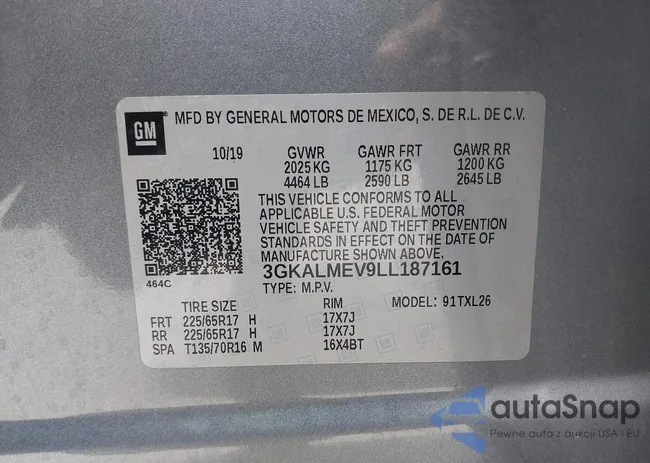 3GKALMEV9LL187161: 42105611