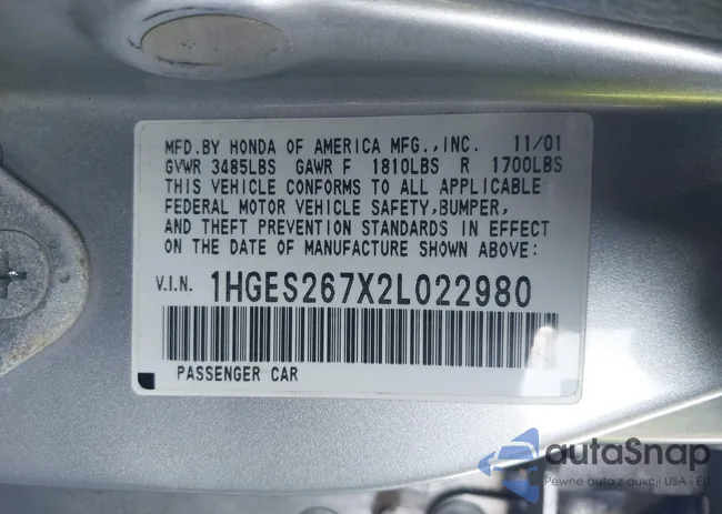 1HGES267X2L022980: 42106698