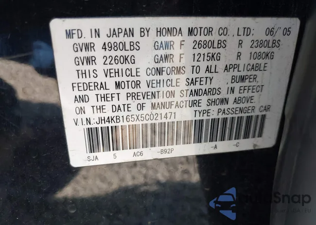 JH4KB165X5C021471: 42107618