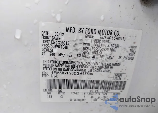 1FM5K7F93DGA65500: 42107663