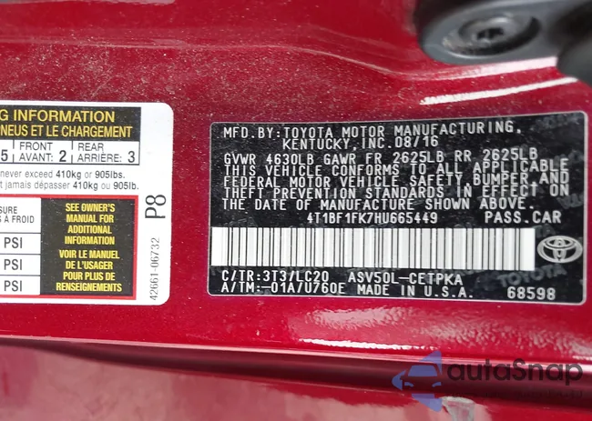 4T1BF1FK7HU665449: 42107257