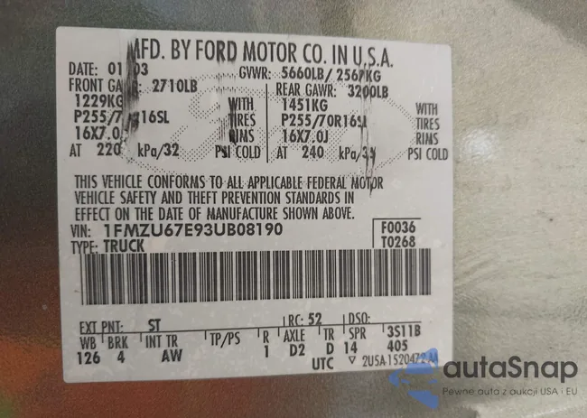 1FMZU67E93UB08190: 42108621