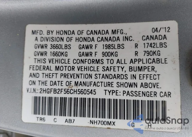 2HGFB2F56CH560545: 42108811