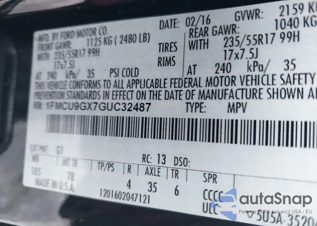 1FMCU9GX7GUC32487: 42108818