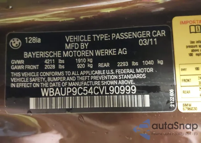 WBAUP9C54CVL90999: 42108886