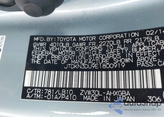 JTDKN3DU9E1800919: 42108903