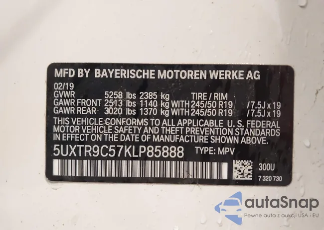 5UXTR9C57KLP85888: 42108915